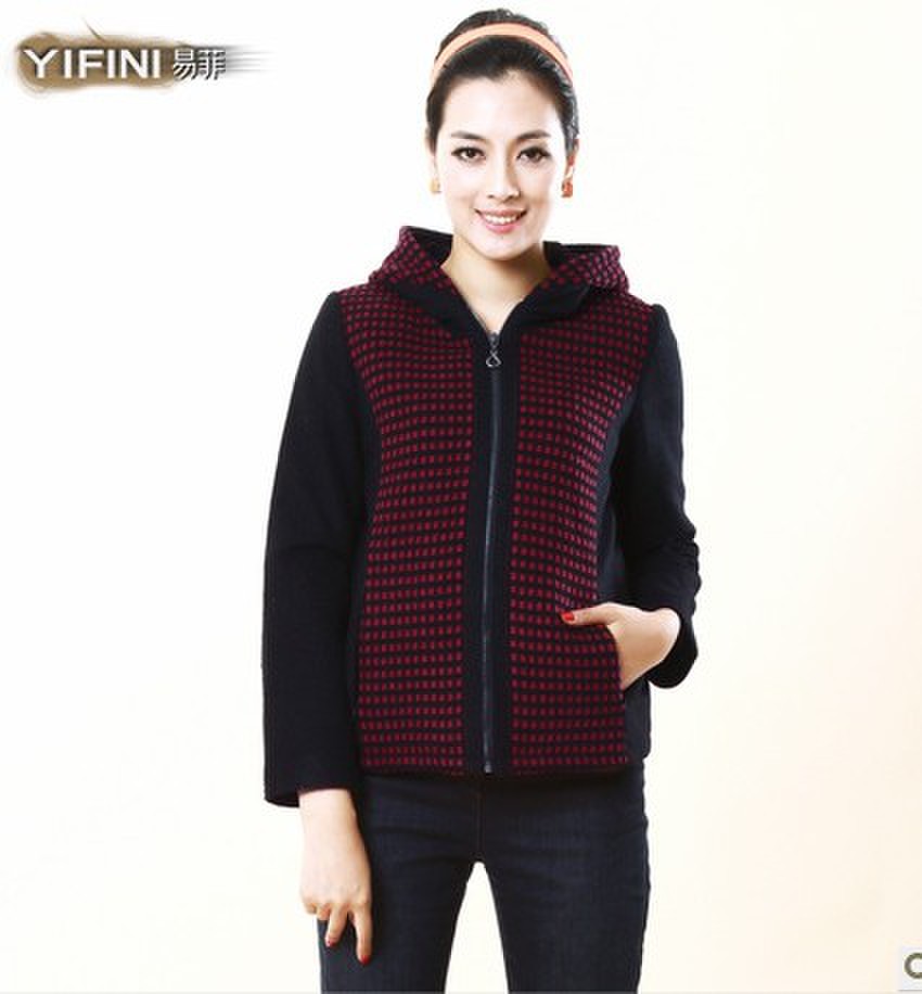 2013易菲女装新款专柜正品羊毛中长款棉服棉衣外套